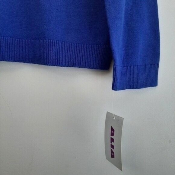 ALIA Missy Sweater Fine Knit Crewneck Cobalt Blue Sz M - Picture 3 of 7